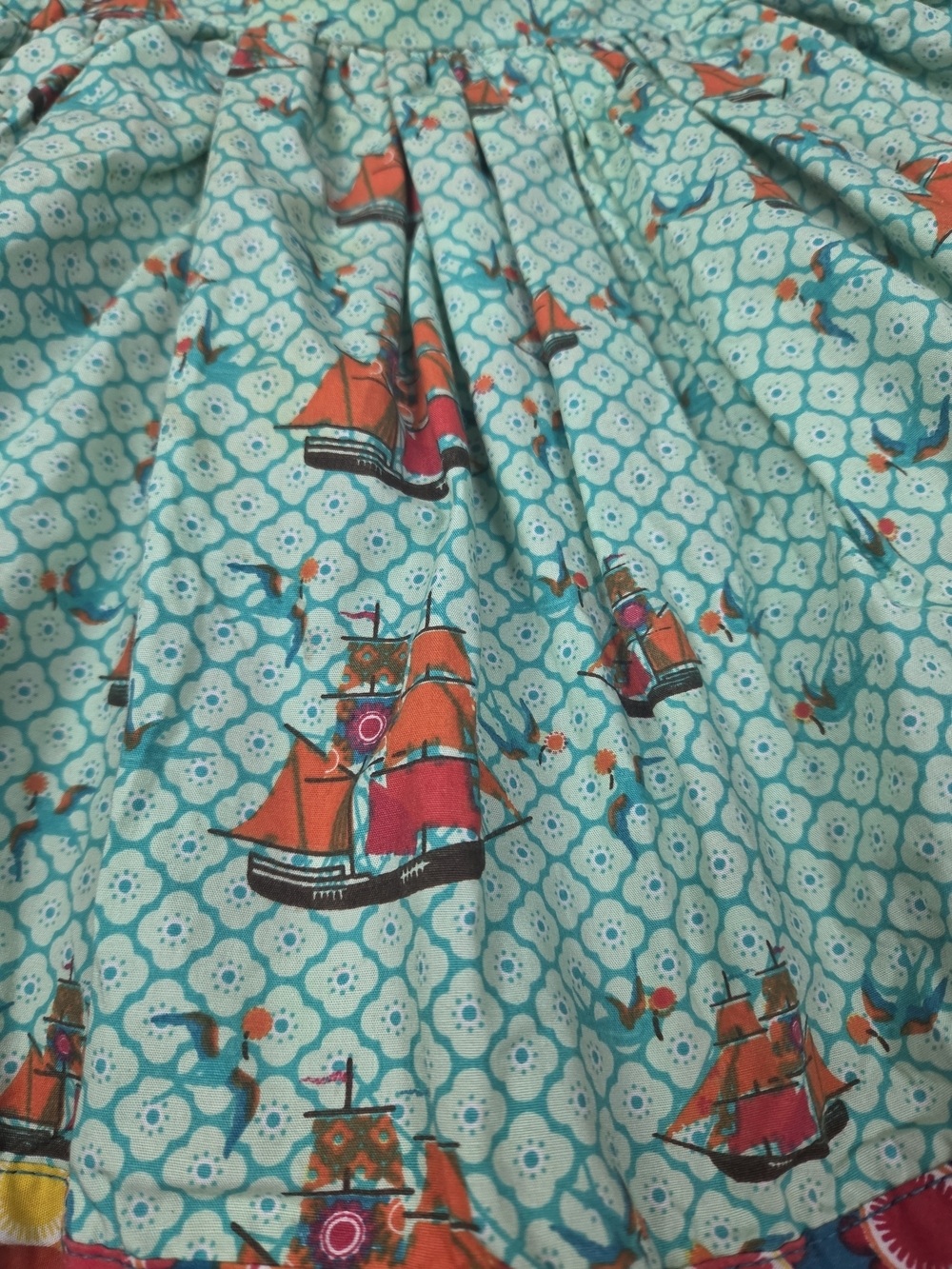Jelly The Pug Girls Blue and Orange Floral Boat Dress - Picture 8 of 9